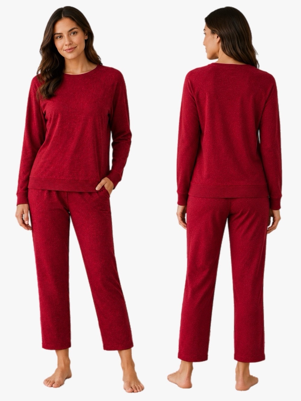 Soma Cozy Lounge Set Women’s Mixed Sizes Small Top Medium Pant Red Pajamas - Picture 1 of 11